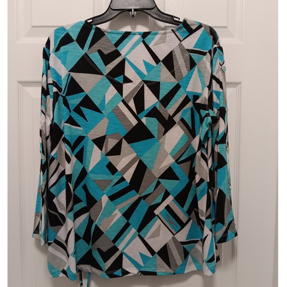 Lot 3 Womens Medium Tops Jillian N Multiples Polka Dot Geometric Striped Floral - Picture 14 of 16